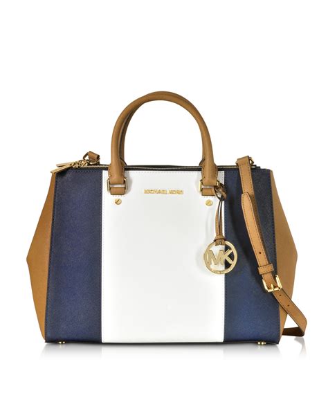 michael kors brown & tangerine color block satchel|Michael Kors women's brown.